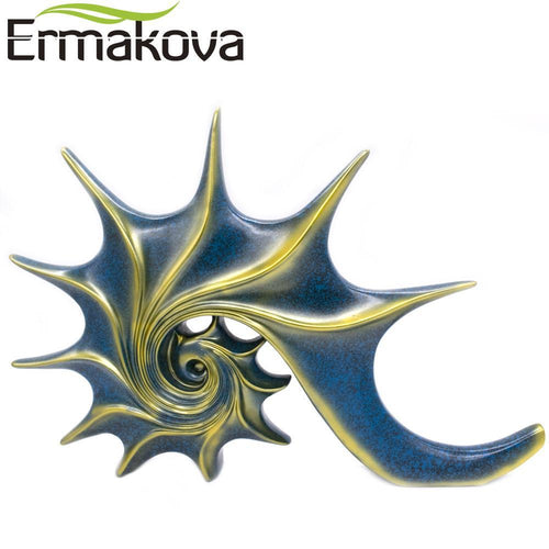 Ermakova 43Cm16.9Height Conch Statue Sea Snail Animal Sculpture Whelk Figurine Resin Craft Home Decor Wedding GiftBluegold