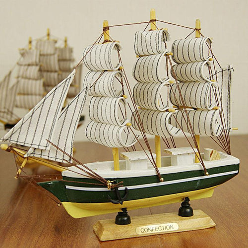 Desktop Decor Business Gifts Retro Wooden Desk Figurines Sailing Ship Modle Creative Wood Crafts Home Place Decoration Crafts
