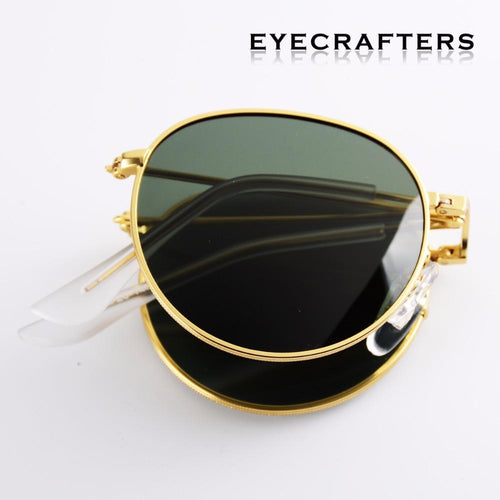 Eyecrafters G15 Portable Foldable Folding Sunglasses Polarized Mens Womens Retro Vintage Driving Mirrored Eyewear 3532