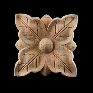 Bowarepro Retro Vintage Wood Carved Decal Angle Furniture Applique Decorate Frame Wooden Figurines Cabinet Decorative Crafts 1/P