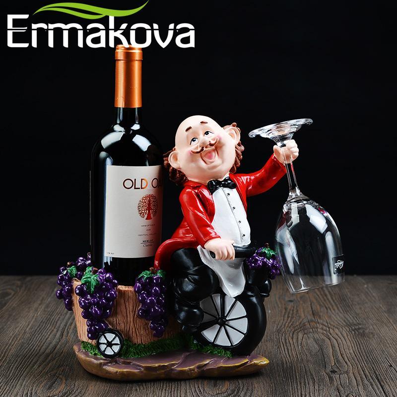Ermakova Resin Chef Wine Rack/Stand Cook Wine Bottle Holder Home Beer Ornaments Shelf Crafts Rack Shelf For Party