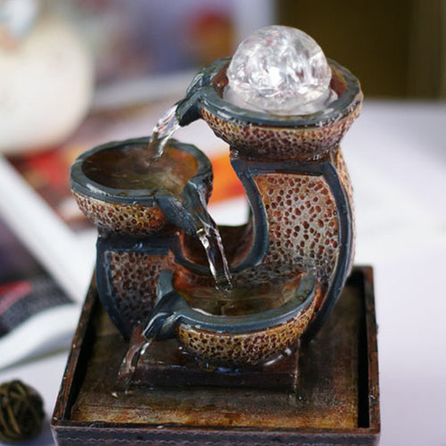Creative Resin Fountain Water Features feng shui Wheel Desktop Decoration Home Decorations Household Water Fountain Crafts Gifts