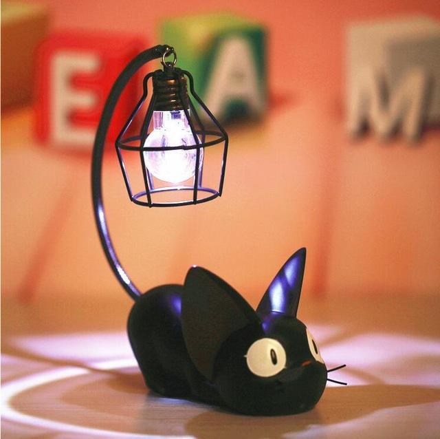 Creative Led Table Lamp Decoration Kiki'S Delivery Service Magic Jiji Cat Hayao Miyazaki Cute Cat Home Decoration Resin Crafts