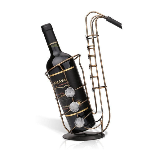 Duolvqi Metal Sax Wine Rack Crafts Artwork Wine Holder Creative Bottle Holder Wine Bottle Stand Practical Decoration