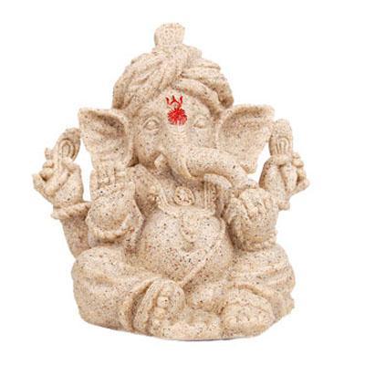 Ermakova Indian Ganesha Statue Vintage Fengshui Elephant Sculpture Natural Sandstone Craft Ganesha Figurine Home Desk Decor Gift