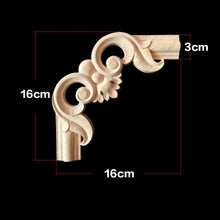 Load image into Gallery viewer, Decorative Wood Appliques Unpainted Wood Oak Carved Wave Flower Onlay Decal Corner Applique for Home Furniture Door Decor Crafts