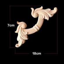 Load image into Gallery viewer, Decorative Wood Appliques Unpainted Wood Oak Carved Wave Flower Onlay Decal Corner Applique for Home Furniture Door Decor Crafts
