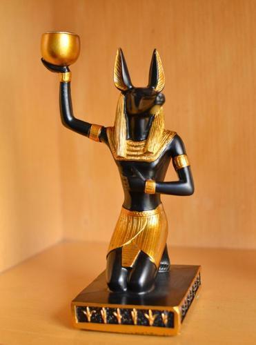 Egyptian Style Decor Dog God Anubis Figurines Desktop Creative Candle Holder Wedding Home Ornament Craft Decoration Candlestick