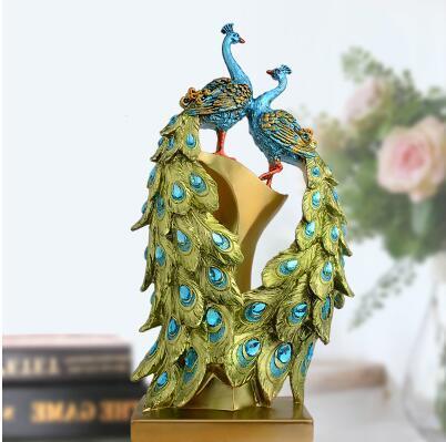 Creative Peacock Model Resin Furnishing Articles Home Decoration Classic Resin Peacock Painting Crafts Figurines Christmas Decor