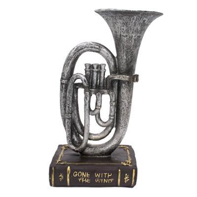 Ermakova Retro Resin Alto Horn W/ Book Figurine Vintage Horn Miniature Craft Bar Coffee Shop Decorative Statue Sculpture