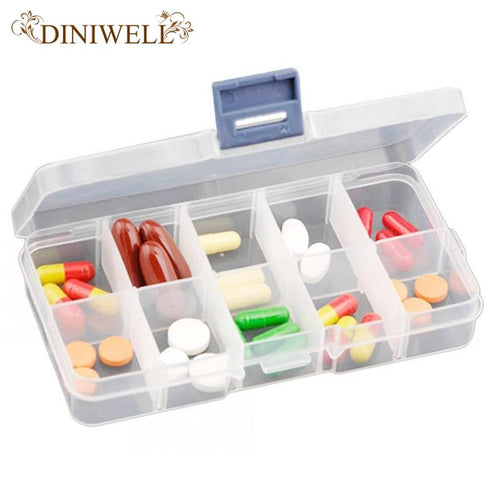 DINIWELL Clear Plastic  10 Slots Pill Jewelry Beads Box  Craft Zakka Organizer Storage Holder