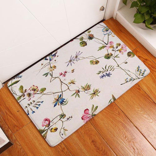 decorUhome Flannel Anti-Slip Waterproof Door Mat Vintage Flower Carpets Bedroom Rugs Decorative Stair Mats Home Decor Crafts