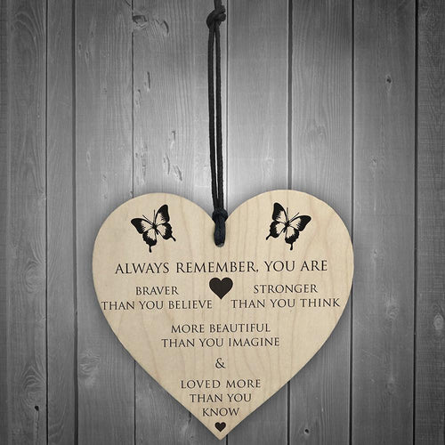 Creative DIY Wood Crafts You Are Braver Stronger Smarter & Beautiful Wooden Hanging Heart Friends Stylihs Home Decoration A85