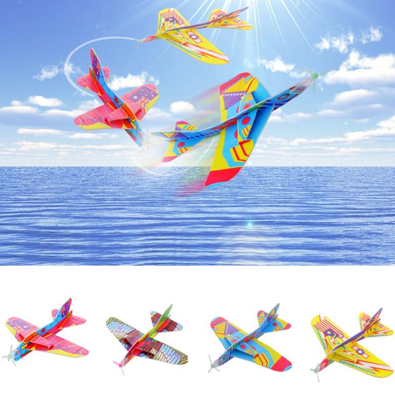 Creative Kids Toy Magic Roundabout Combat Aircraft Foam Paper Airplane Model Hand Throw Flying Glider Planes Toys For Children