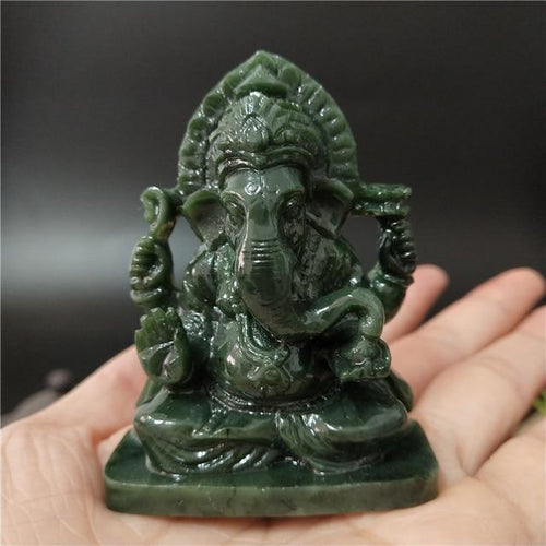 Ganesha Buddha Statue Elephant God Sculpture Figurine Garden Handmade Stone Craft For Home Decoration Accessories 6.5cm/2.56inch