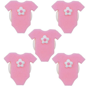 Anniversary House - 5 Babygrow Sugarcraft Toppers Pink