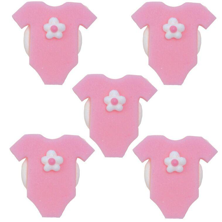 Anniversary House - 5 Babygrow Sugarcraft Toppers Pink