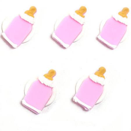 Anniversary House - 5 Baby's Bottle Sugarcraft Toppers Pink