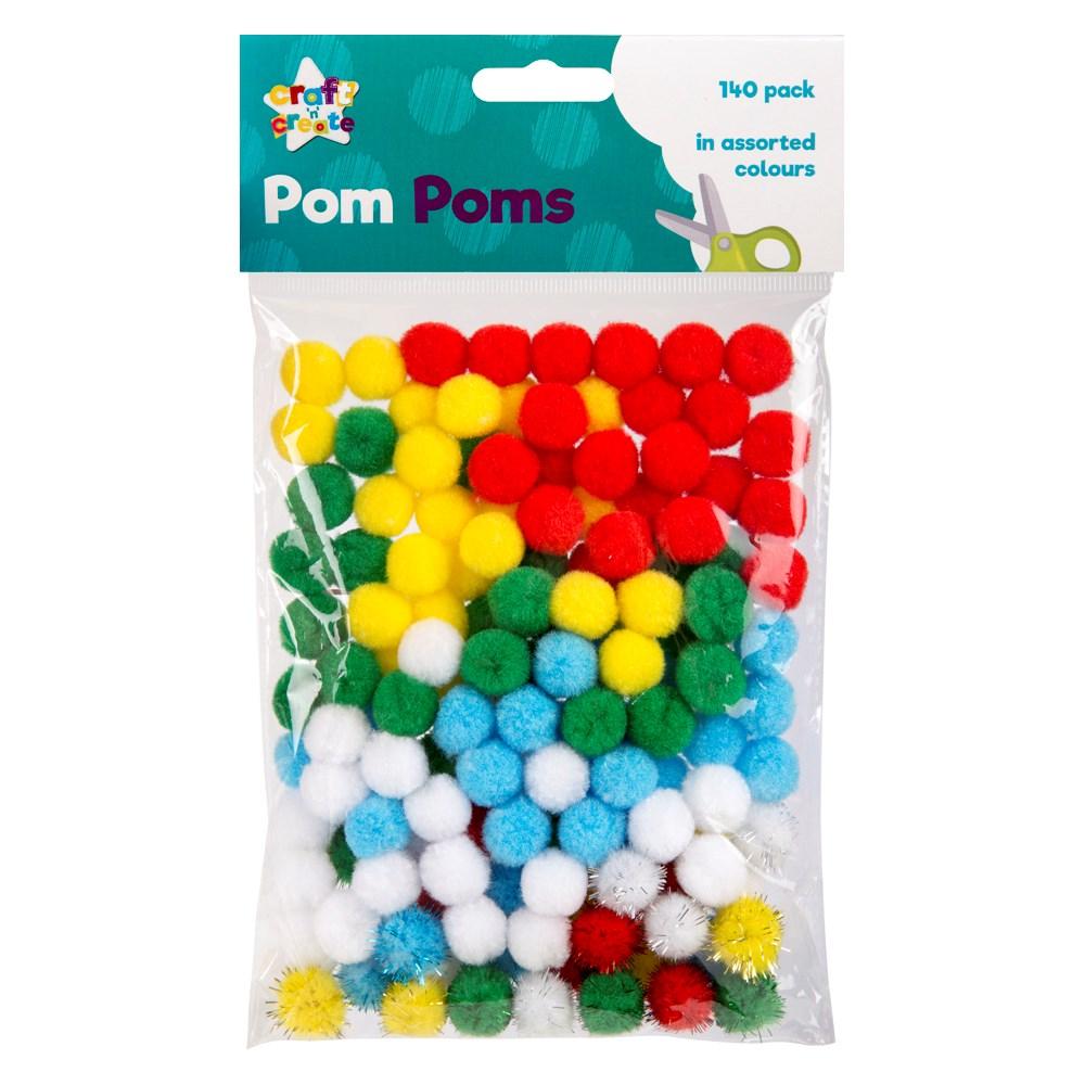 Craft Pom Poms - 140 Pack