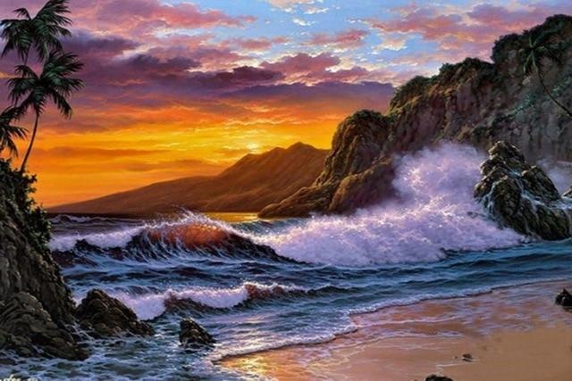 Diamond Painting 5D DIY Embroidery Full Square The Sunset Sea Arts Crafts&Sewing Home Decoration Needlework Cross Stitch