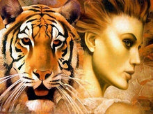 Load image into Gallery viewer, Diamond Painting,5D,DIY,Embroidery,Full,Square,Beauty and Tiger,Diamond Mosaic,Crafts&amp;Sewing,Needlework,Wall Painting,Art,s