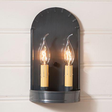 Double Candle Colonial Arch Sconce ~ Handcrafted in Country Tin